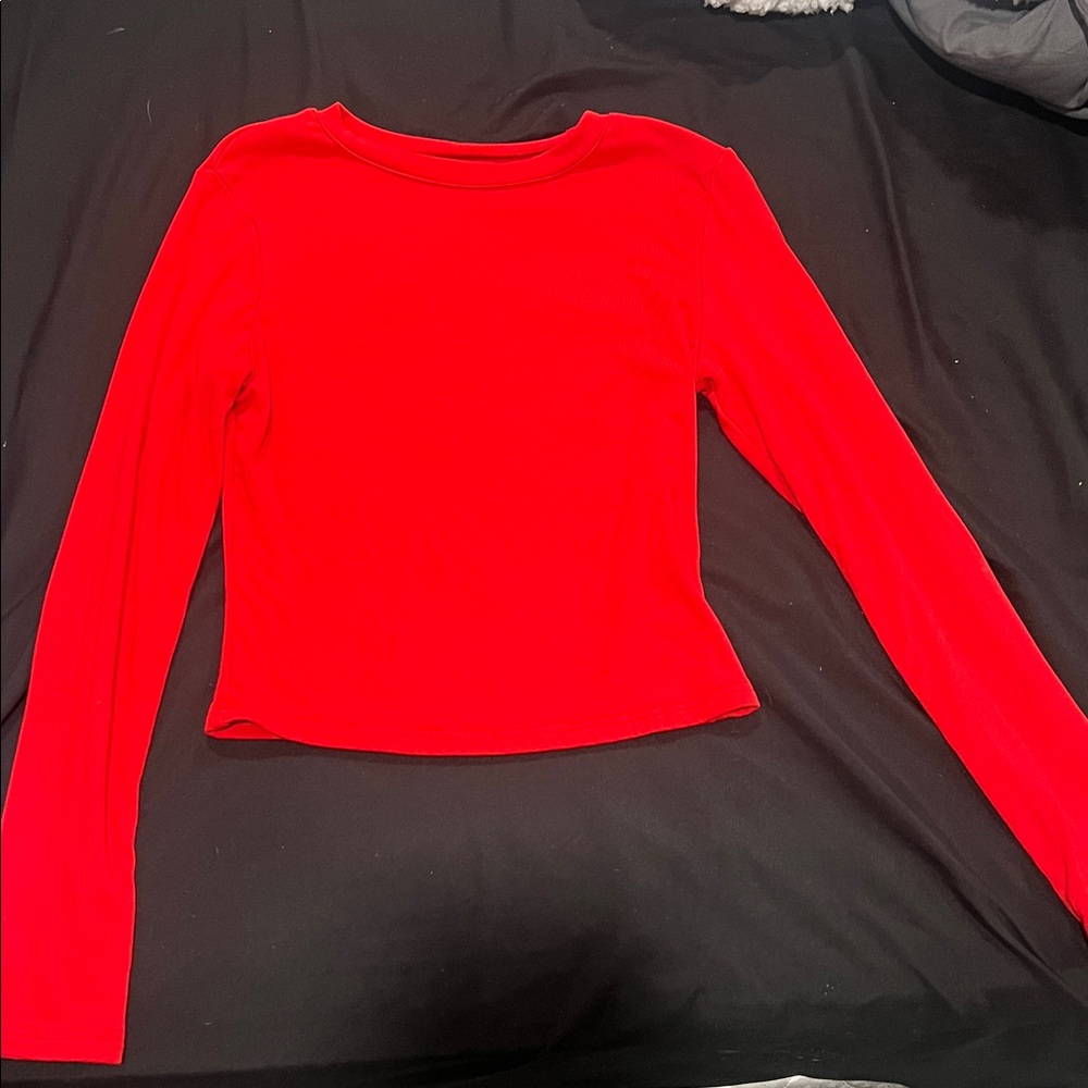SHEIN Bold Scarlet Long Sleeve Tee